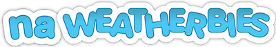 na Weatherbies logo - blue text with a white cloud outline