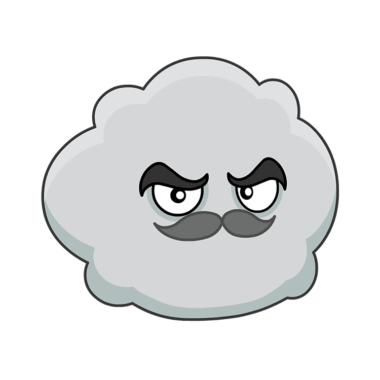 Tommy Thunder is grey with big black eyebrows and a dark grey moustache. He wears purple trousers and black boots. Image clicks through to his story book page.