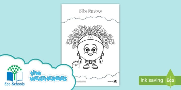 Thumbnail of the Flo Snow Colouring Page on Twinkl, from the Weatherbies range of free classroom resources.