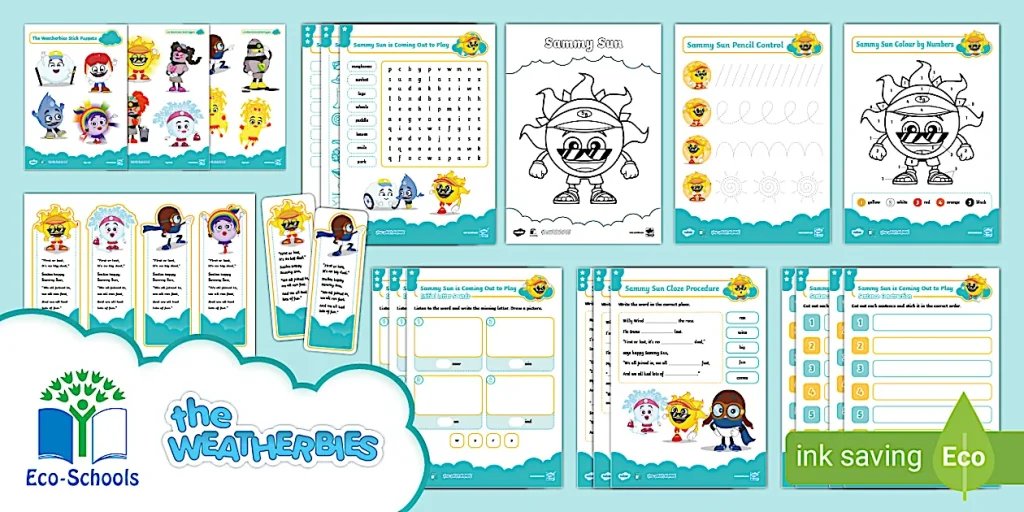 Thumbnail of The Weatherbies Sammy Sun is Coming Out to Play activity pack from Twinkl, from the Weatherbies Health and Wellbeing teaching resources range
